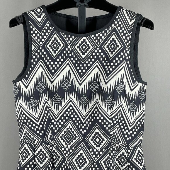 NEW J Crew Dress Womens 2 black aztec western sheath preppy classic - Picture 2 of 11